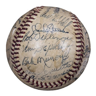 1946 St. Louis Browns Team Signed Baseball With 31 Signatures Including Hubbell, Dahlgren, and Stephens (Beckett PreCert)